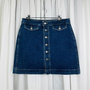 Ann Taylor Loft Denim Front Button Up Mini Jean Skirt